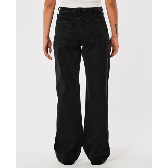 NWT Hollister High-Rise Baggy Wide Leg Jeans in Washed Black Size 5 or 27 - Picture 4 of 13